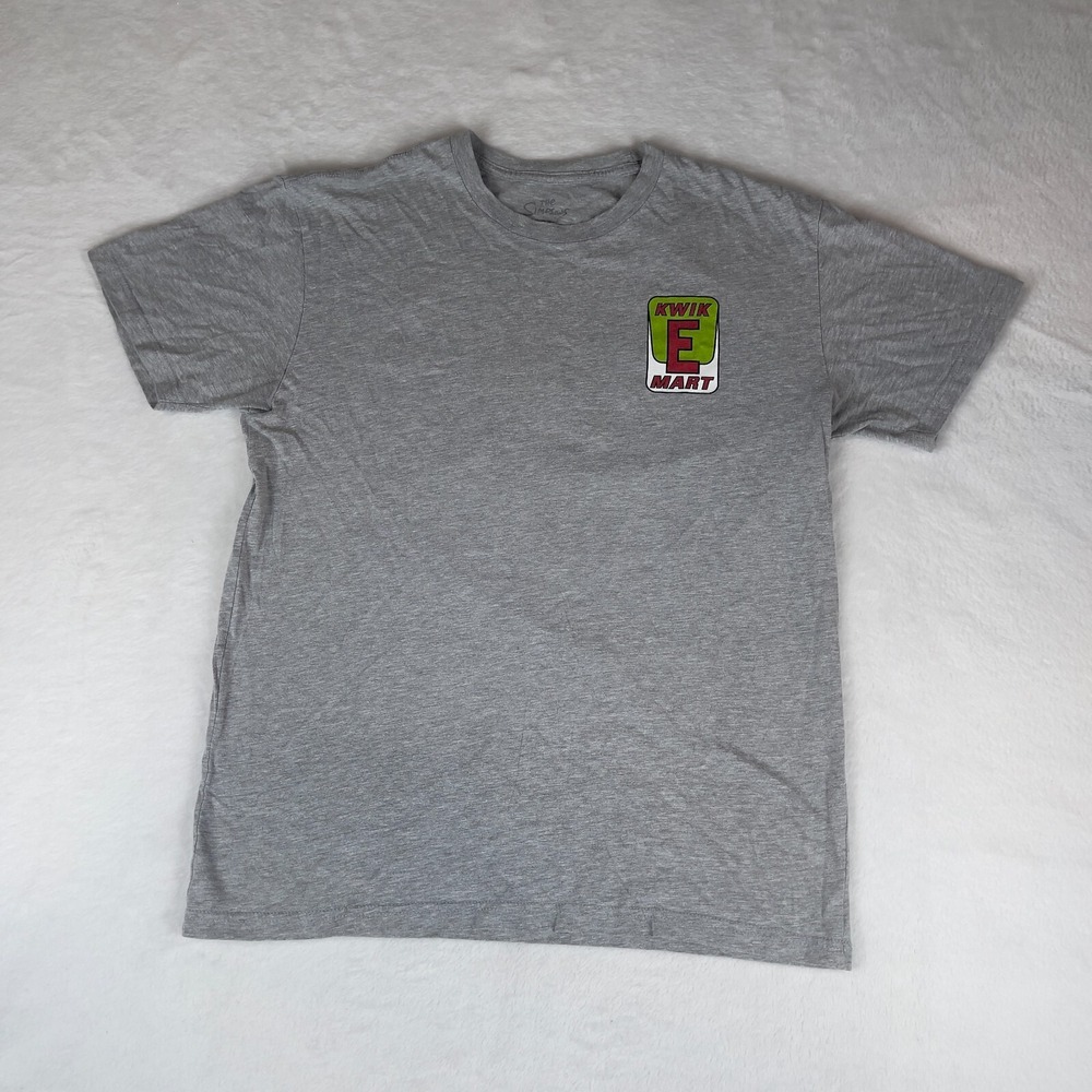 Vintage Simpsons Kwik-E-Mart Shirt‎ Men's Medium Gray Crewneck Single Pocket Tee